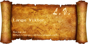 Lange Viktor névjegykártya